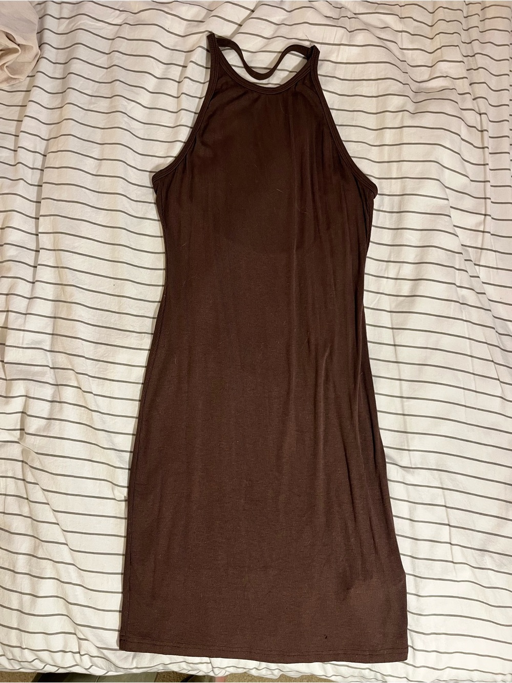 Backless Halter Bodycon Dress - Brown